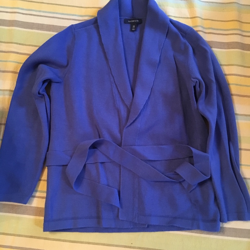 Lands’ End belted wrap cardigan